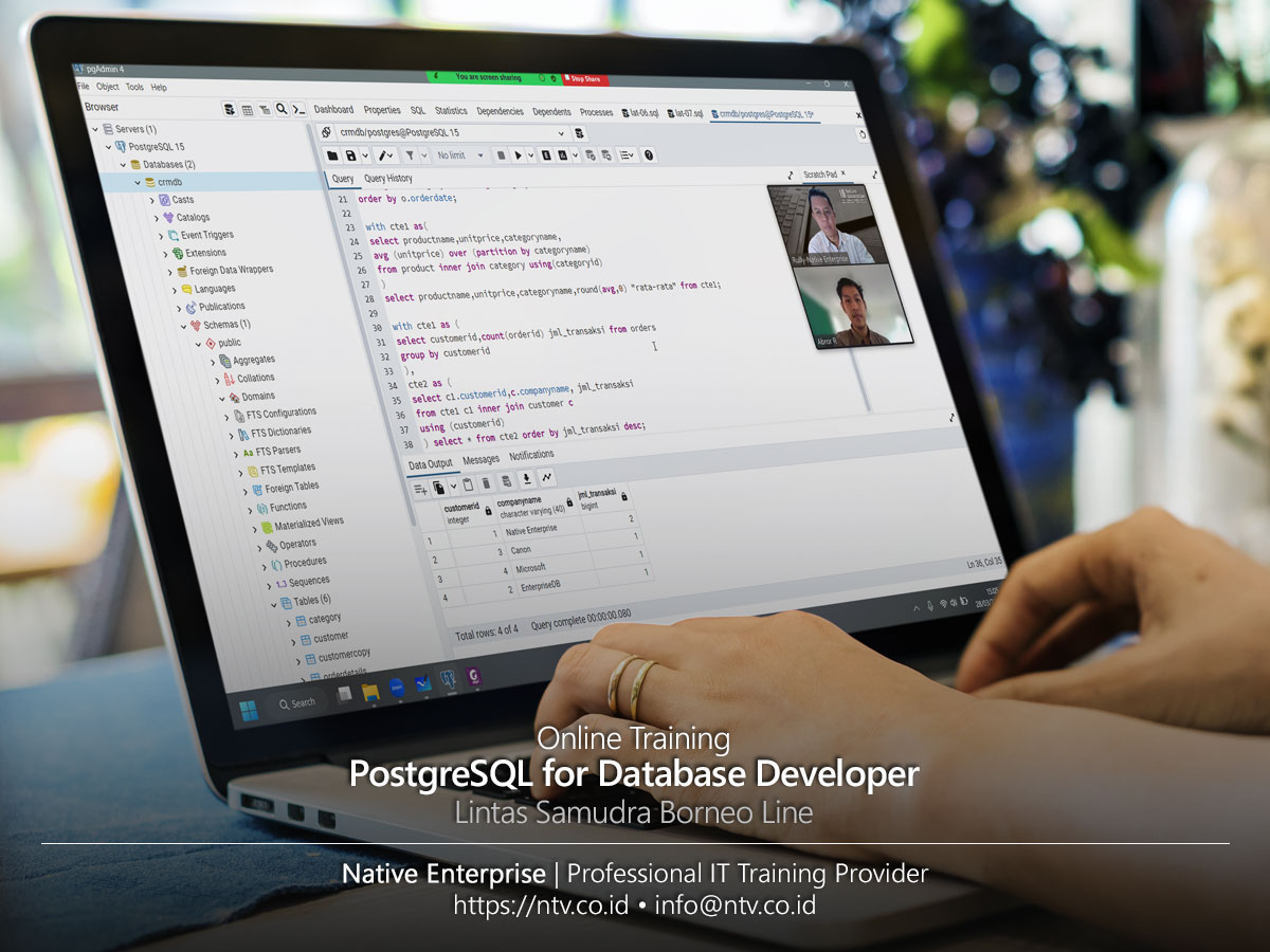 PostgreSQL for Database Developer Online Training bersama Lintas Samudra Borneo Line