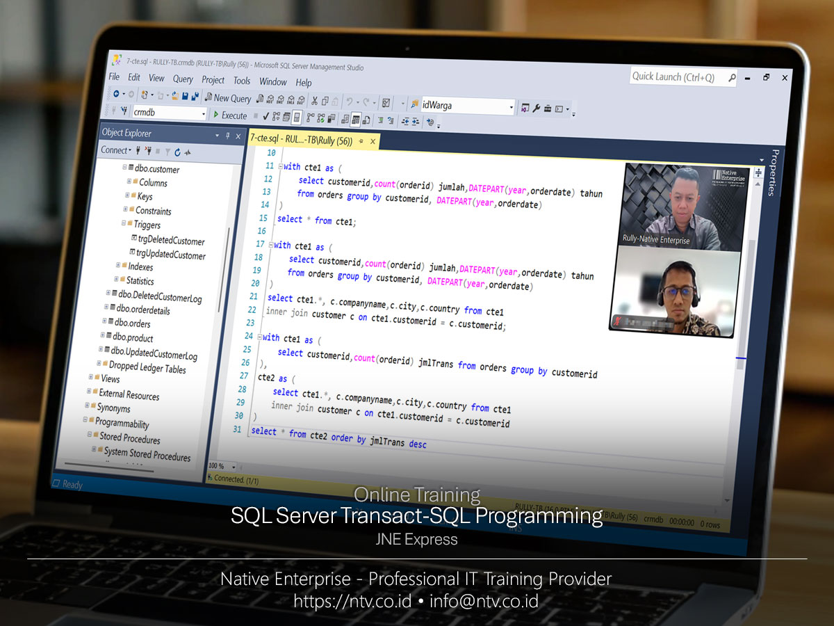 SQL Server Transact-SQL Programming Online Training bersama JNE Express