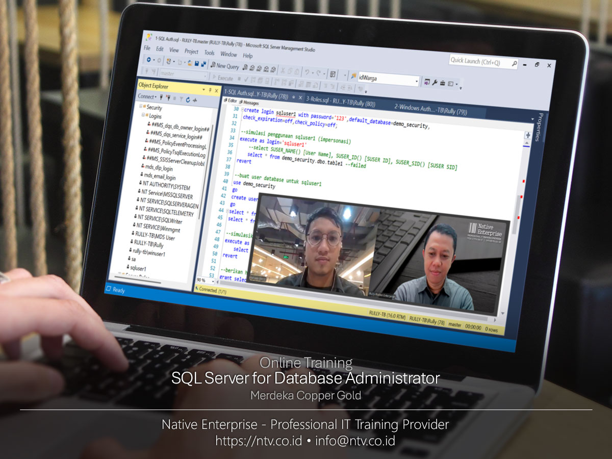 SQL Server for Database Administrator Training bersama Merdeka Copper Gold