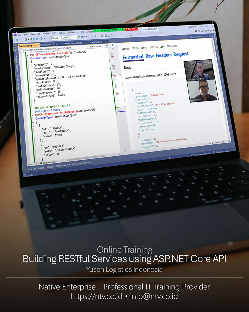 Building RESTful Services using ASP.NET Core API Online Training bersama Yusen Logistics Indonesia